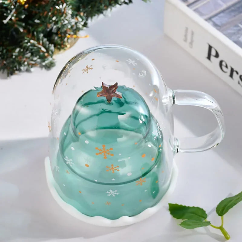 Tasse De Noël À Double Paroi Avec Couvercle