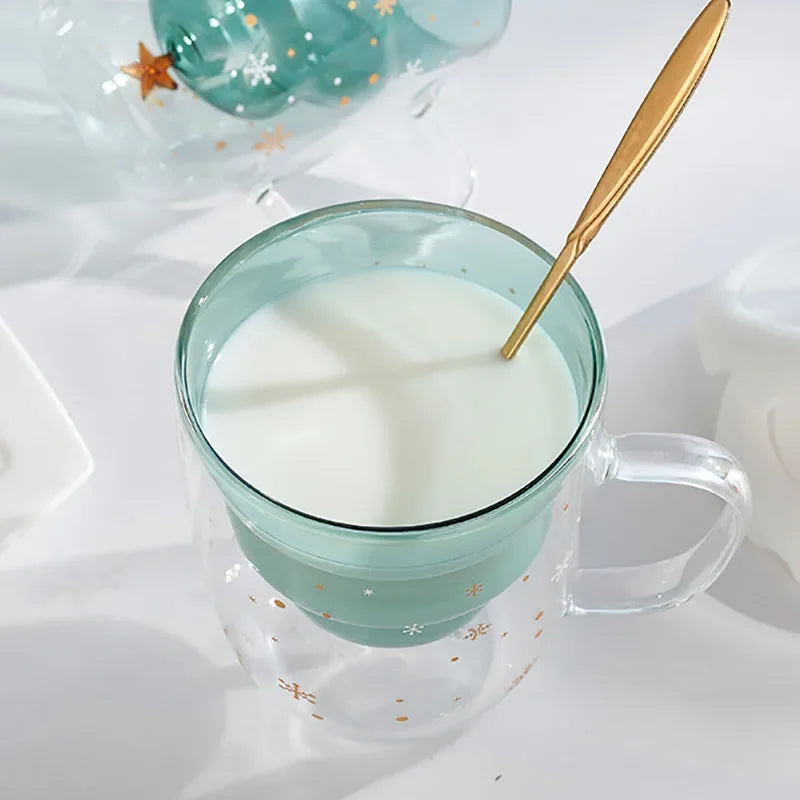 Tasse De Noël À Double Paroi Avec Couvercle