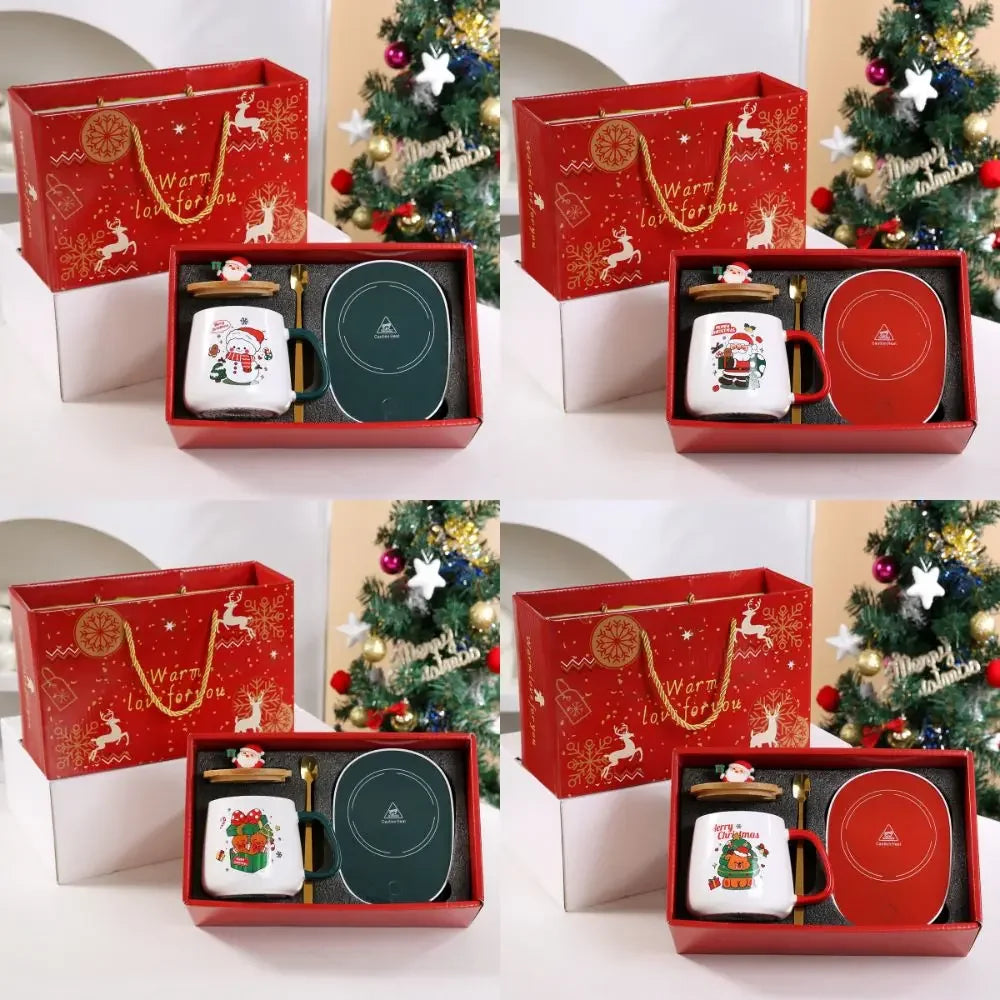 Tasse De Noël En Céramique Avec Couvercle En Bois