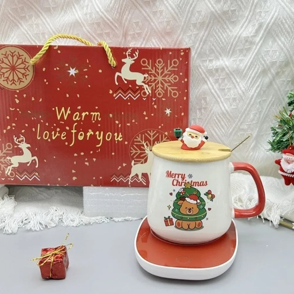 Tasse De Noël En Céramique Avec Couvercle En Bois