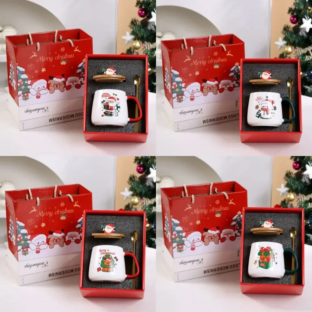 Tasse De Noël En Céramique Avec Couvercle En Bois