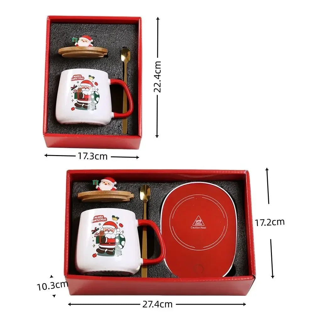 Tasse De Noël En Céramique Avec Couvercle En Bois
