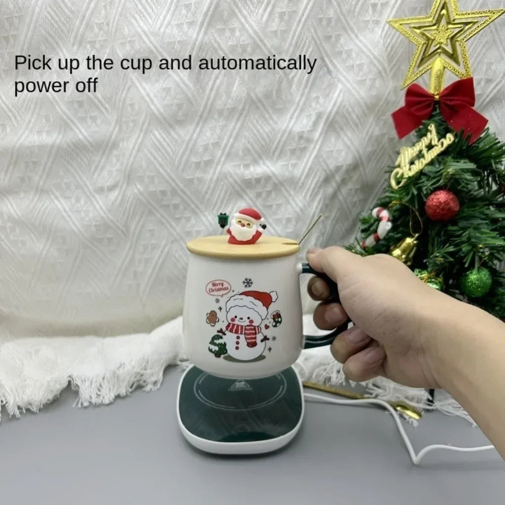 Tasse De Noël En Céramique Avec Couvercle En Bois