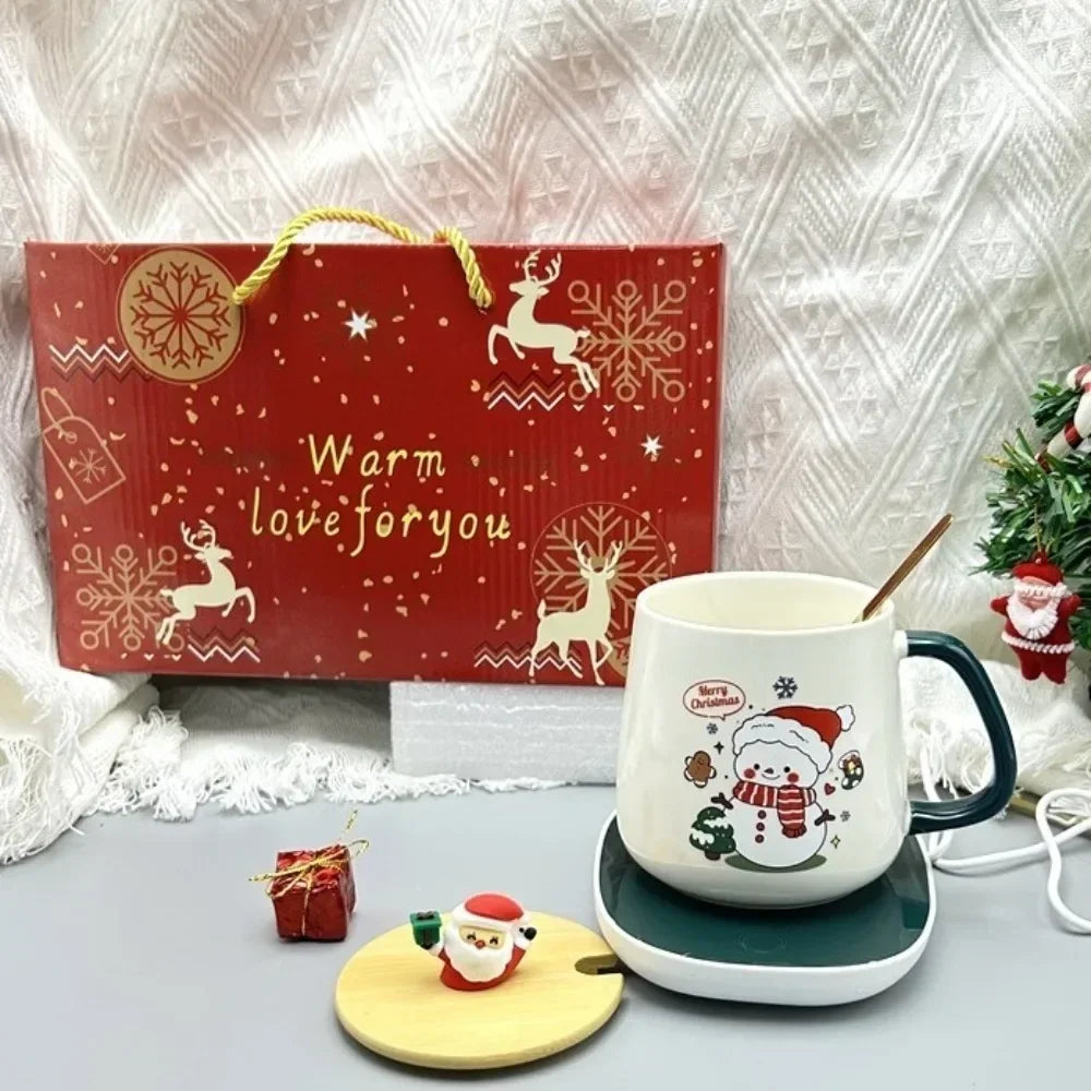 Tasse De Noël En Céramique Avec Couvercle En Bois