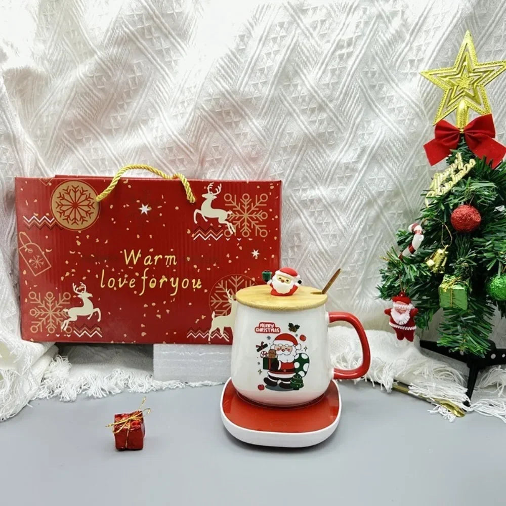 Tasse De Noël En Céramique Avec Couvercle En Bois