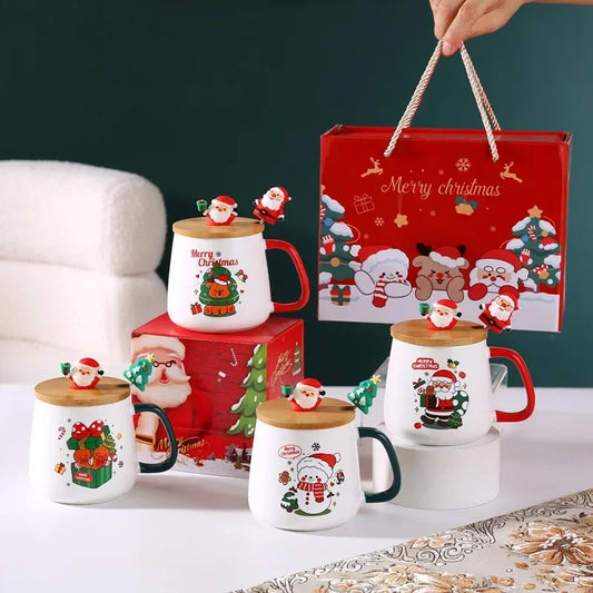 Tasse de Noël en Céramique Avec Couvercle et Cuillère