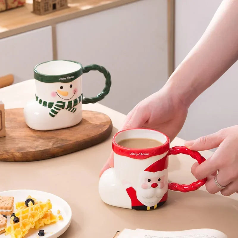 Tasse De Noël En Céramique Peinte À La Main