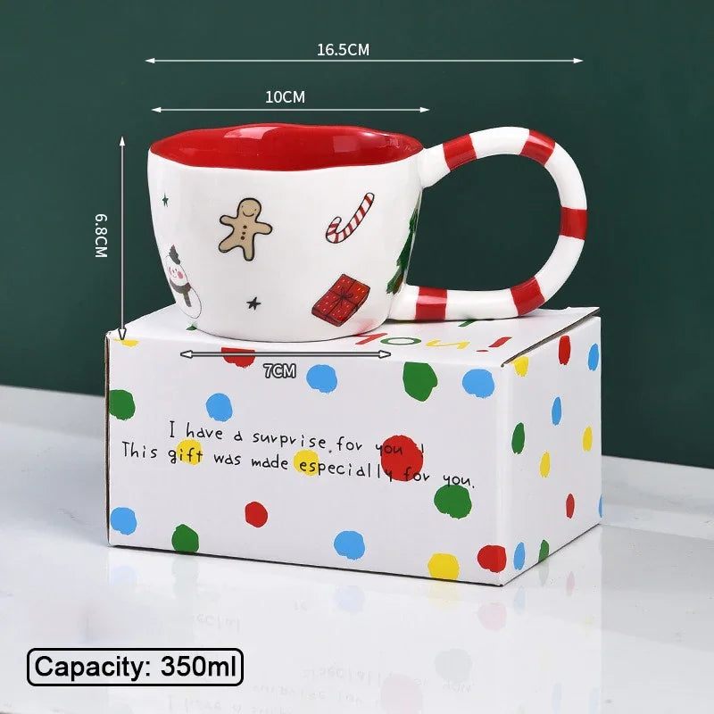 Tasse De Noël En Céramique Peinte À La Main