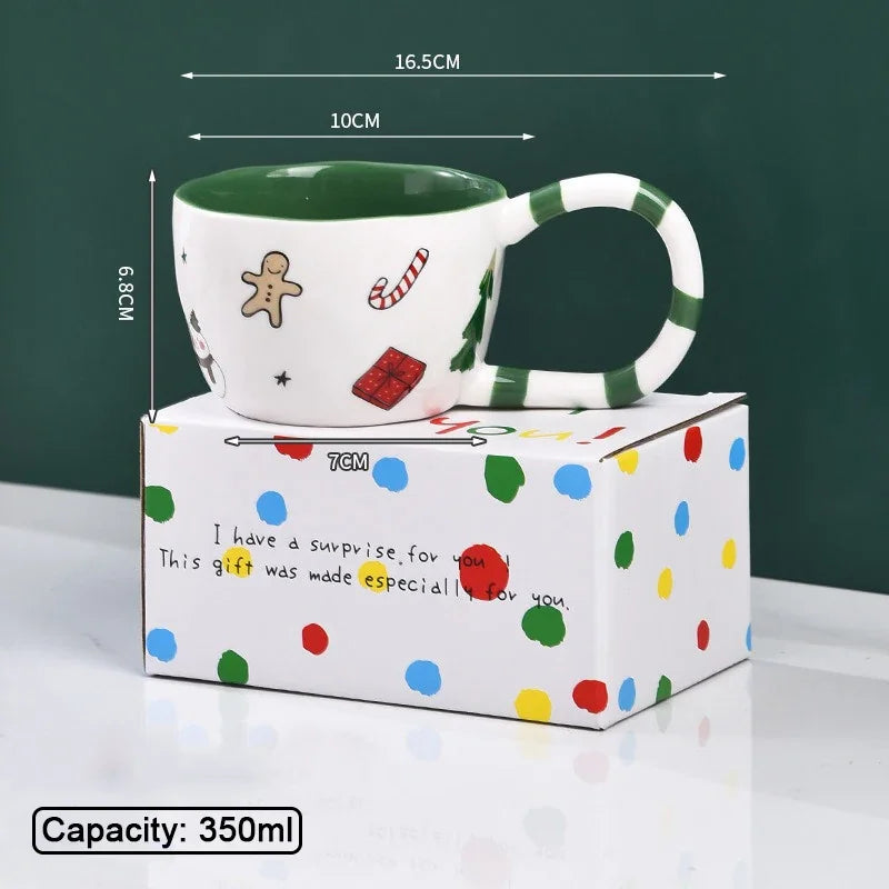 Tasse De Noël En Céramique Peinte À La Main