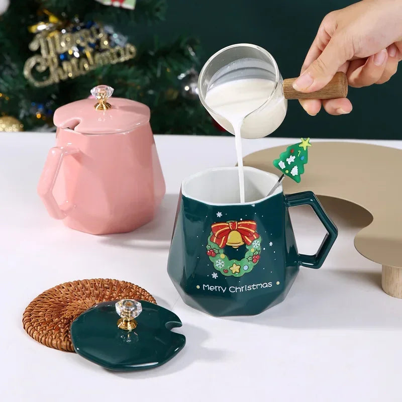 Tasse De Noël En Céramique Peinte À La Main