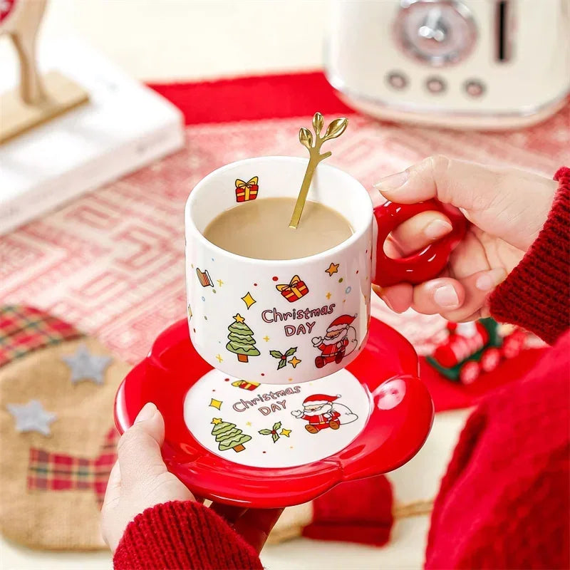 Tasse De Noël En Céramique Peinte À La Main Image