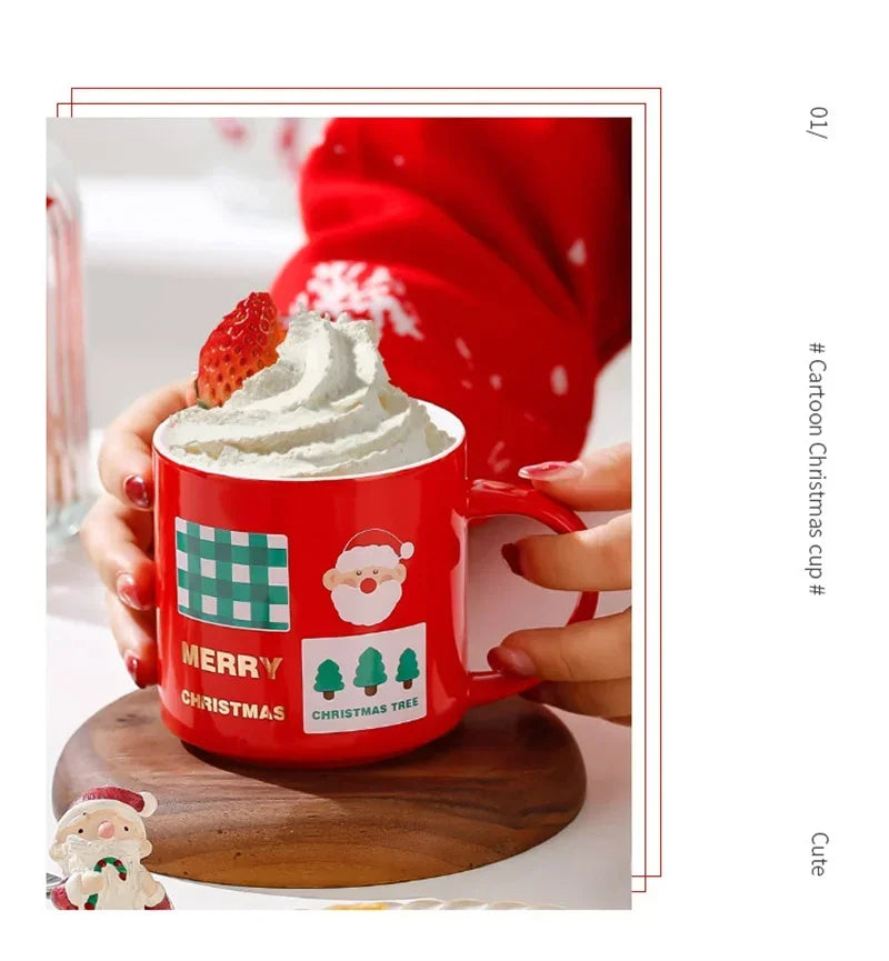 Tasse De Noël En Céramique Peinte À La Main