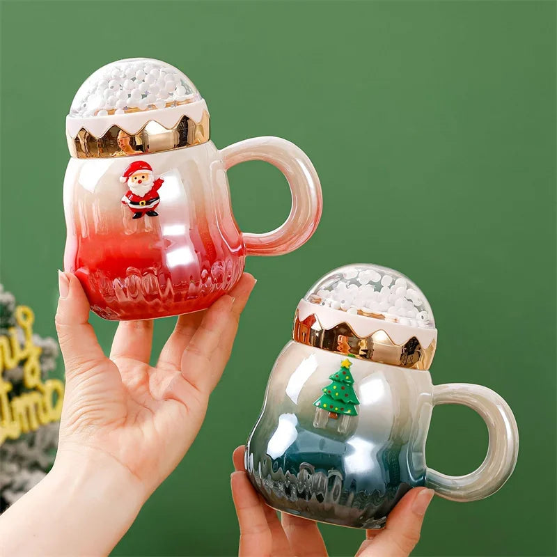 Tasse De Noël En Céramique Peinte À La Main