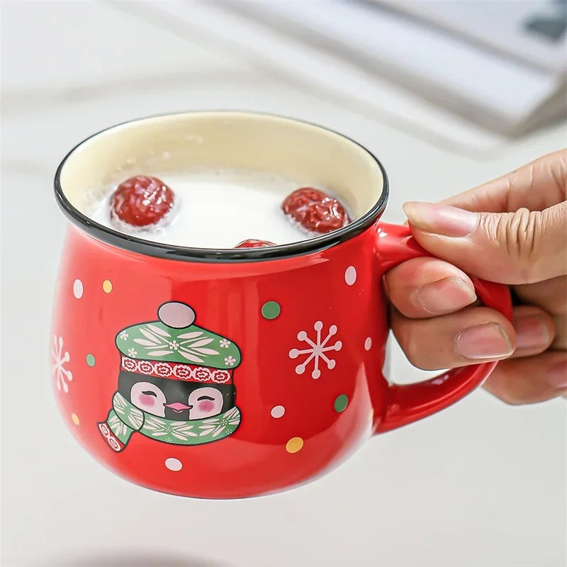 Tasse De Noël En Céramique Peinte À La Main