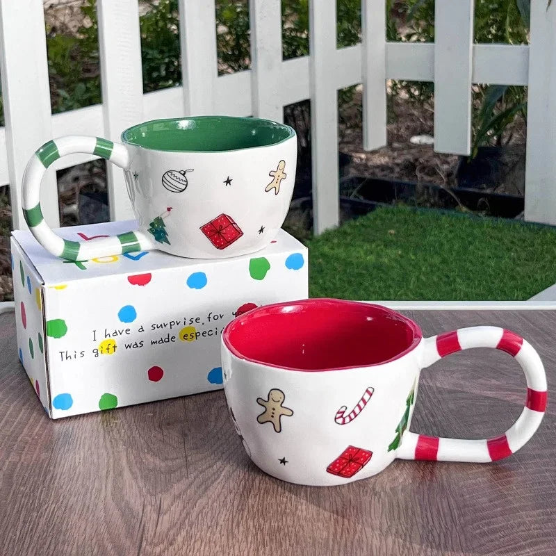 Tasse De Noël En Céramique Peinte À La Main