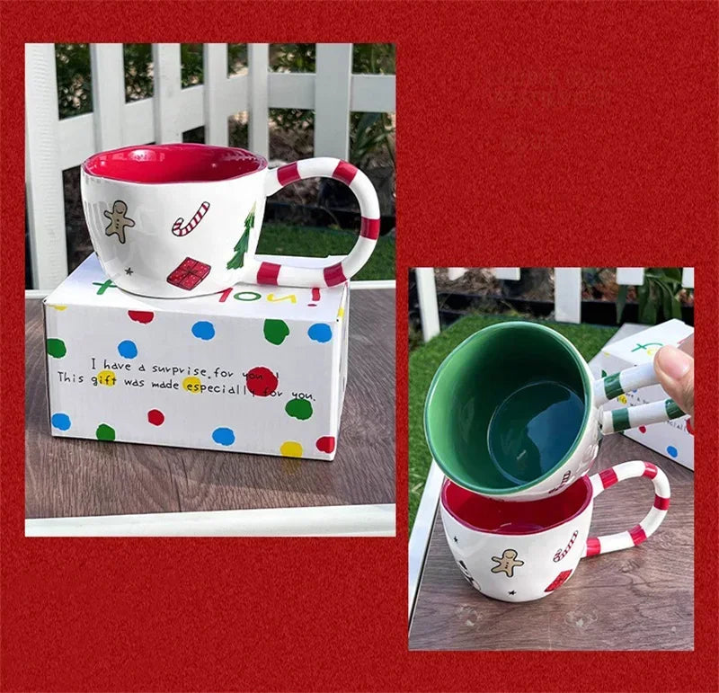 Tasse De Noël En Céramique Peinte À La Main