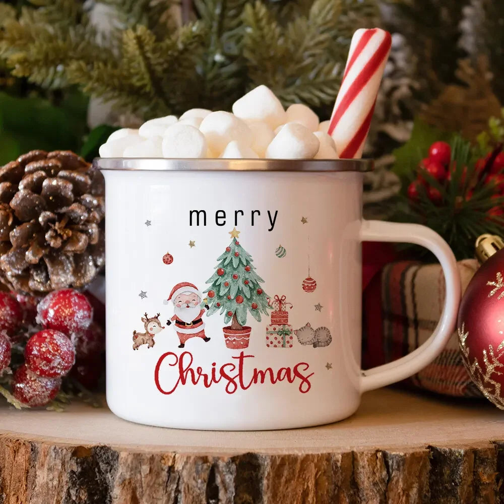 Tasse De Noël En Émail Pour Enfant