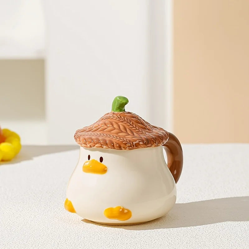 Tasse En Céramique Canard Avec Couvercle — Tasse en céramique canard (marron), photo 8