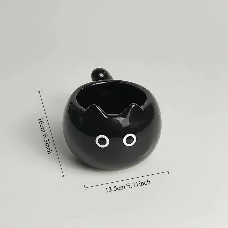 Tasse en Céramique Forme de Chat Siamois 210 ml Avec Soucoupe