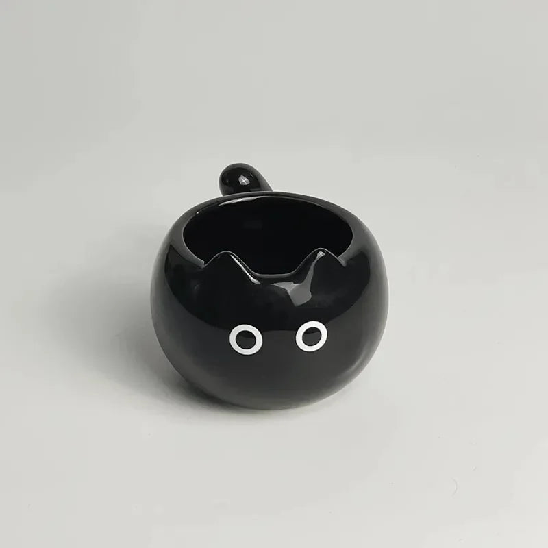 Tasse en Céramique Forme de Chat Siamois 210 ml Avec Soucoupe