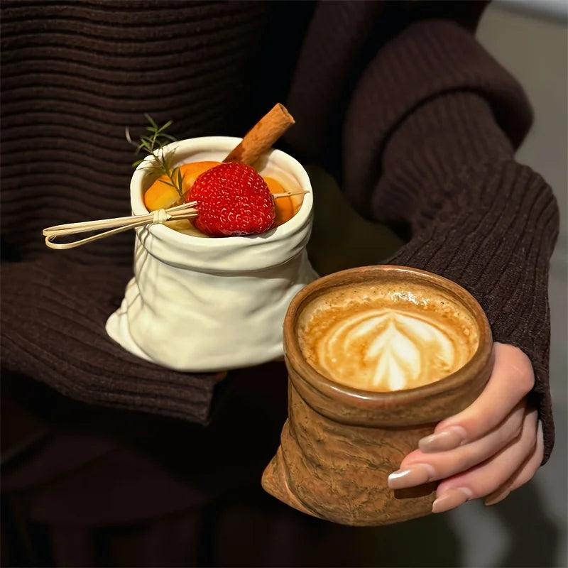 Tasse En Céramique Froissée Texture Plissée