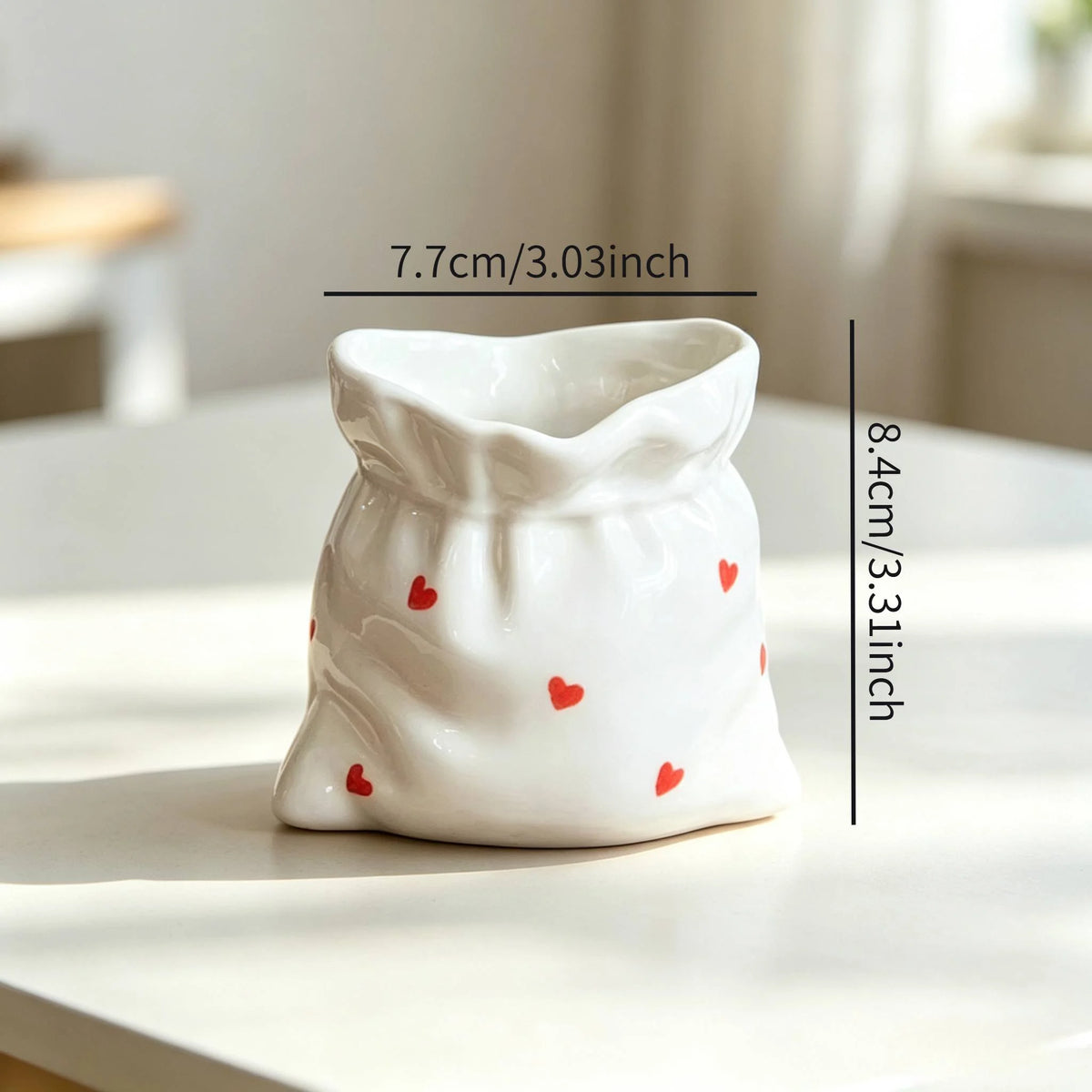 Tasse En Céramique Plissée 220 Ml — 【Cœur rouge】, photo 3