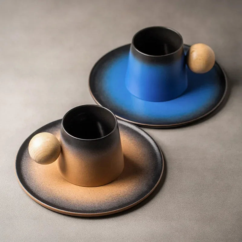 Tasse En Porcelaine Dégradée Avec Cuillère
