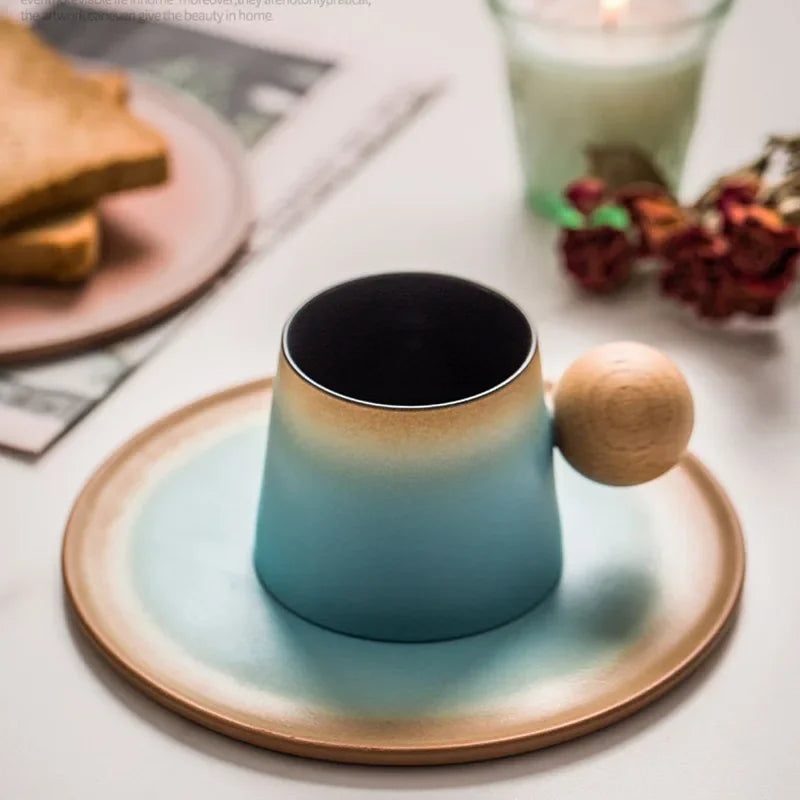 Tasse En Porcelaine Dégradée Avec Cuillère