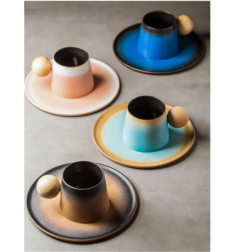 Tasse En Porcelaine Dégradée Avec Cuillère