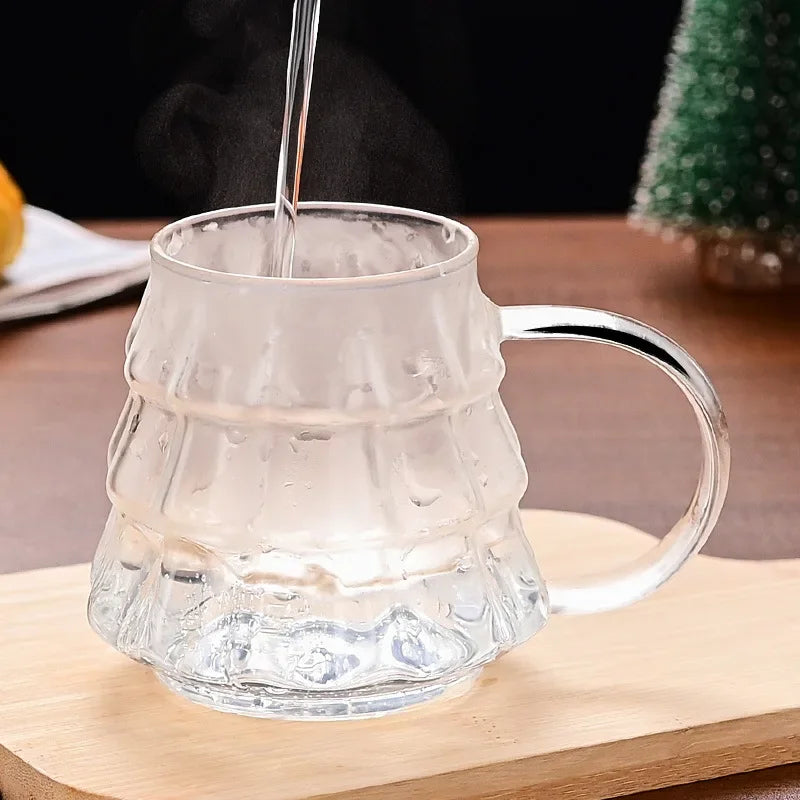 Tasse En Verre Arbre De Noël Avec Couvercle