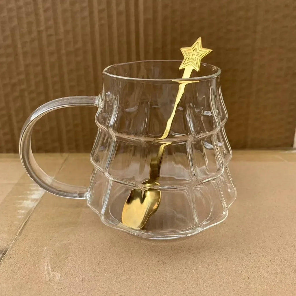 Tasse En Verre Arbre De Noël Avec Couvercle