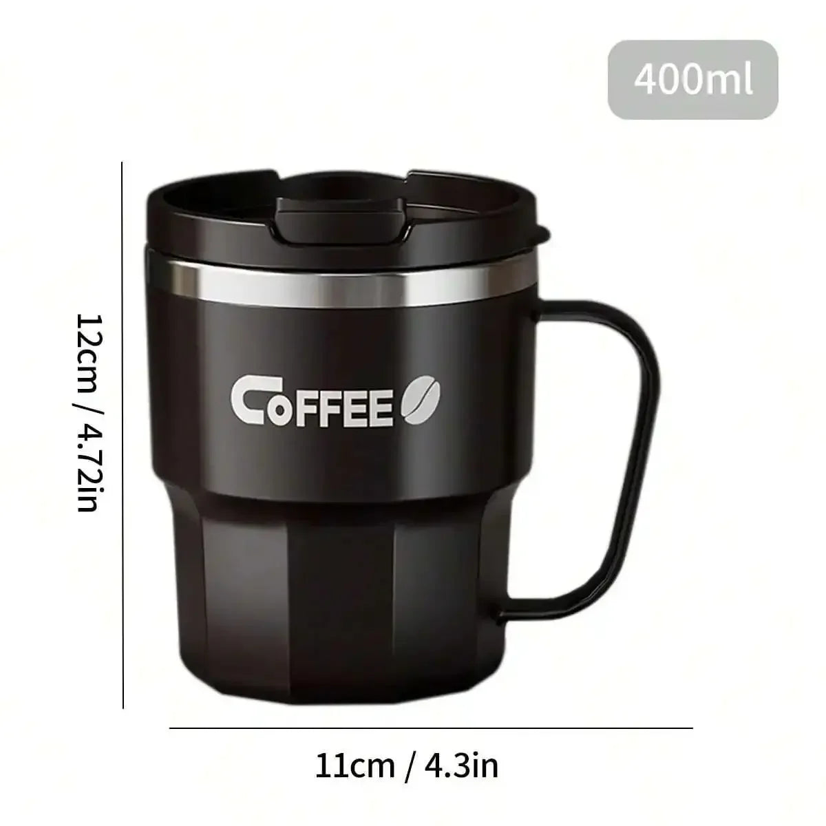 Tasse Isotherme Acier Inoxydable Double Paroi Avec Poignée et Couvercle