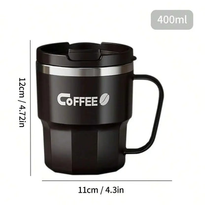 Tasse Isotherme Acier Inoxydable Double Paroi Avec Poignée et Couvercle