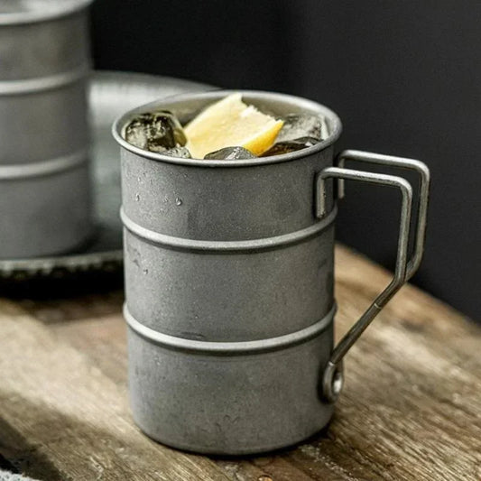 Tasse Rétro en Acier Inoxydable Pour Camping et Pique-Nique 500 Ml