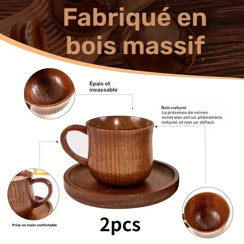 Tasses à Café en Bois Avec Poignées — photo 3