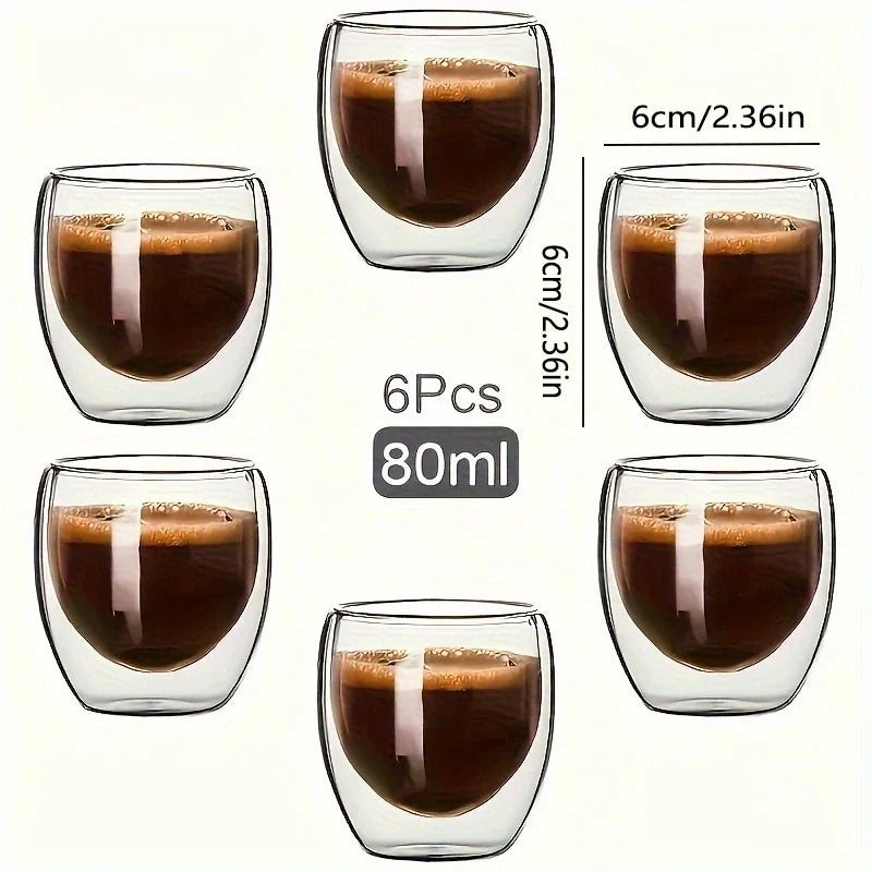 Tasses à Espresso en Verre Double Paroi 80 Ml