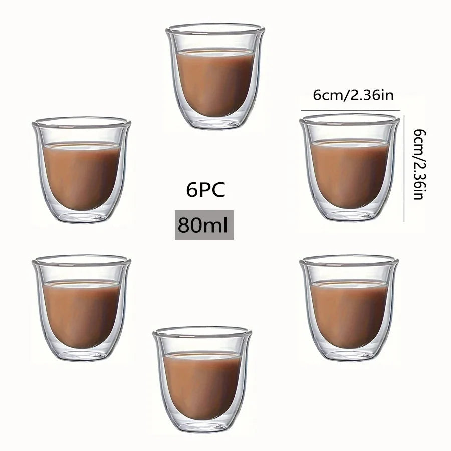 Tasses à Espresso en Verre Double Paroi 80 Ml